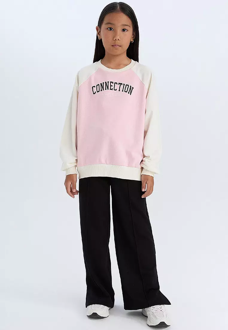 Relax Fit Crew Neck Text Printed Sweatshirt