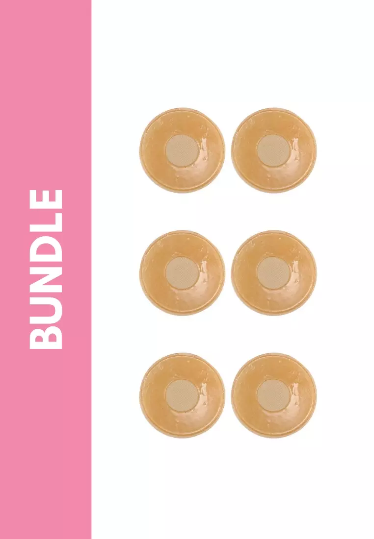 Ultimate Silicone Reusable Stick On Fabric Nipple Cover Bundle Pack in Skin  (Round) (3 Pack)