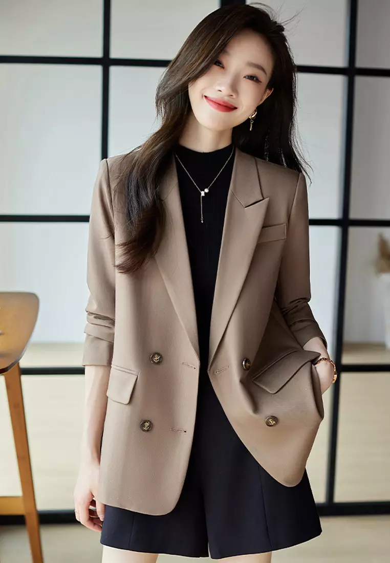 Double Breasted Blazer With Removable Hat