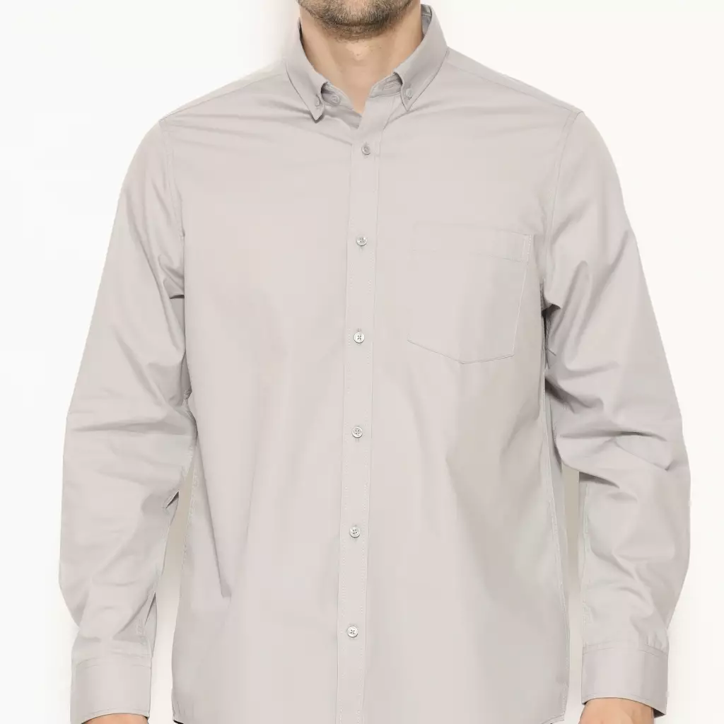 Lawell Kemeja Pria Lengan Panjang – DESMOND | Abu Muda | Regular Fit | Polyester Cotton Premium | Tekstur Tenun Halus Elegan