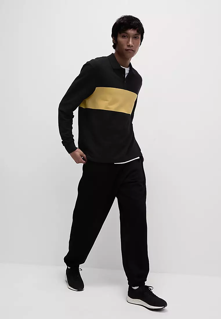 Cotton Rich Piqué Long Sleeve Polo Shirt