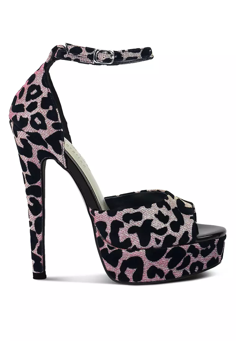 Discount on Rag & Co.  shoes - SKU: Pink Printed Peep Toe High Heeled Sandal