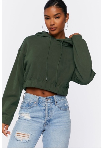 CROPPED HOODIE Essential SET In DEEP GREEN | forum.iktva.sa