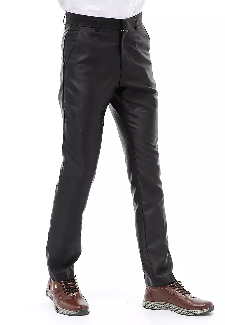 Locko Celana Panjang Formal Metalik Pria Slim Fit Material Wool ORIGINAL - Black