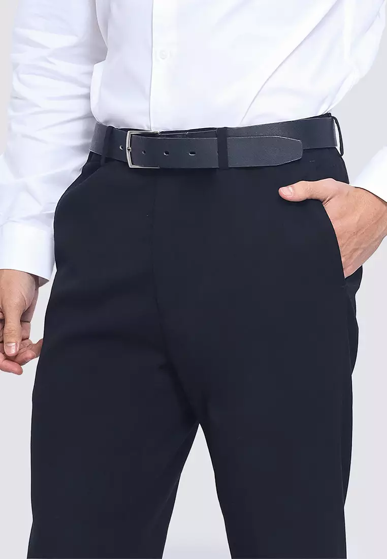 Stretch Solid Regular Fit Dress Pants
