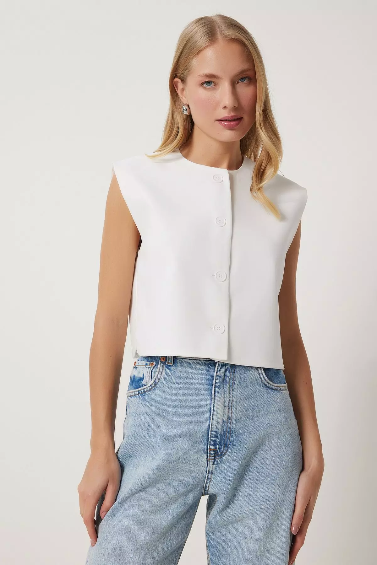 Buttoned Sleeveless Vest