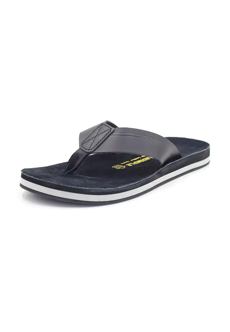 Buy SoleSimple Quebec - Black Leather Sandals & Flip Flops Online ...