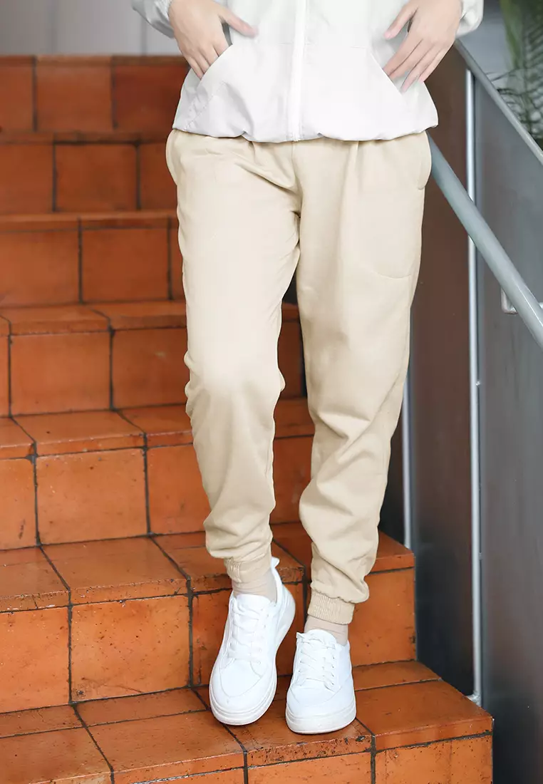 Zelena - Jazzy Jogger Pants | Celana Olahraga | Basic Sport Pants - Cream Sand