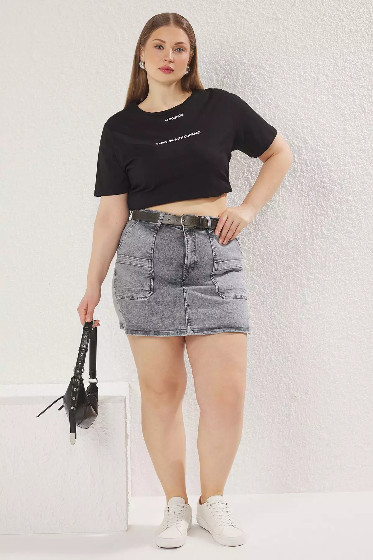 High Waist Denim Plus Size Shorts Skirt