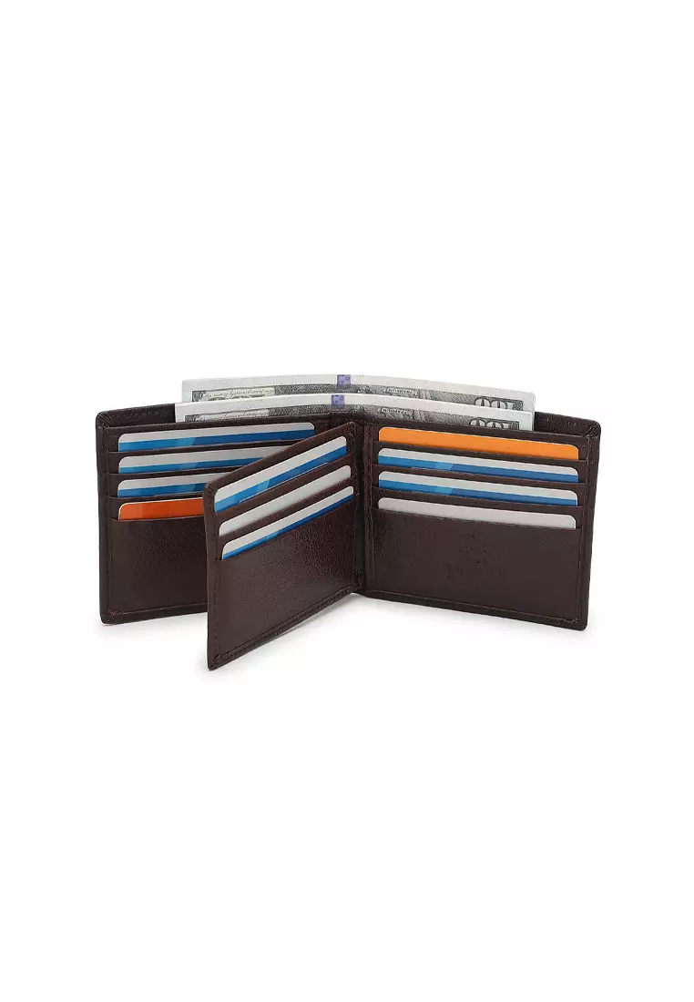Men's Genuine Leather RFID Blocking Fortune Wallet (Genuine 皮具錢包) - 棕色