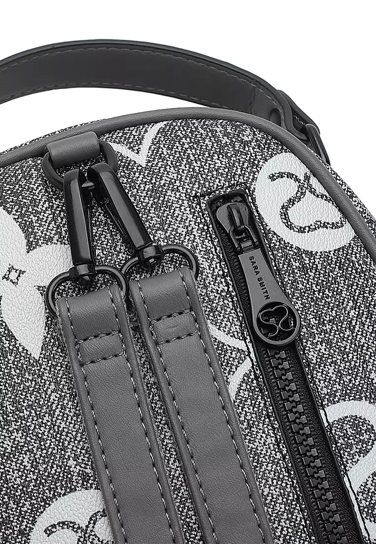 Women's Monogram Mini Backpack (Tas Ransel Wanita / Tas Punggung Wanita) - Abu-Abu