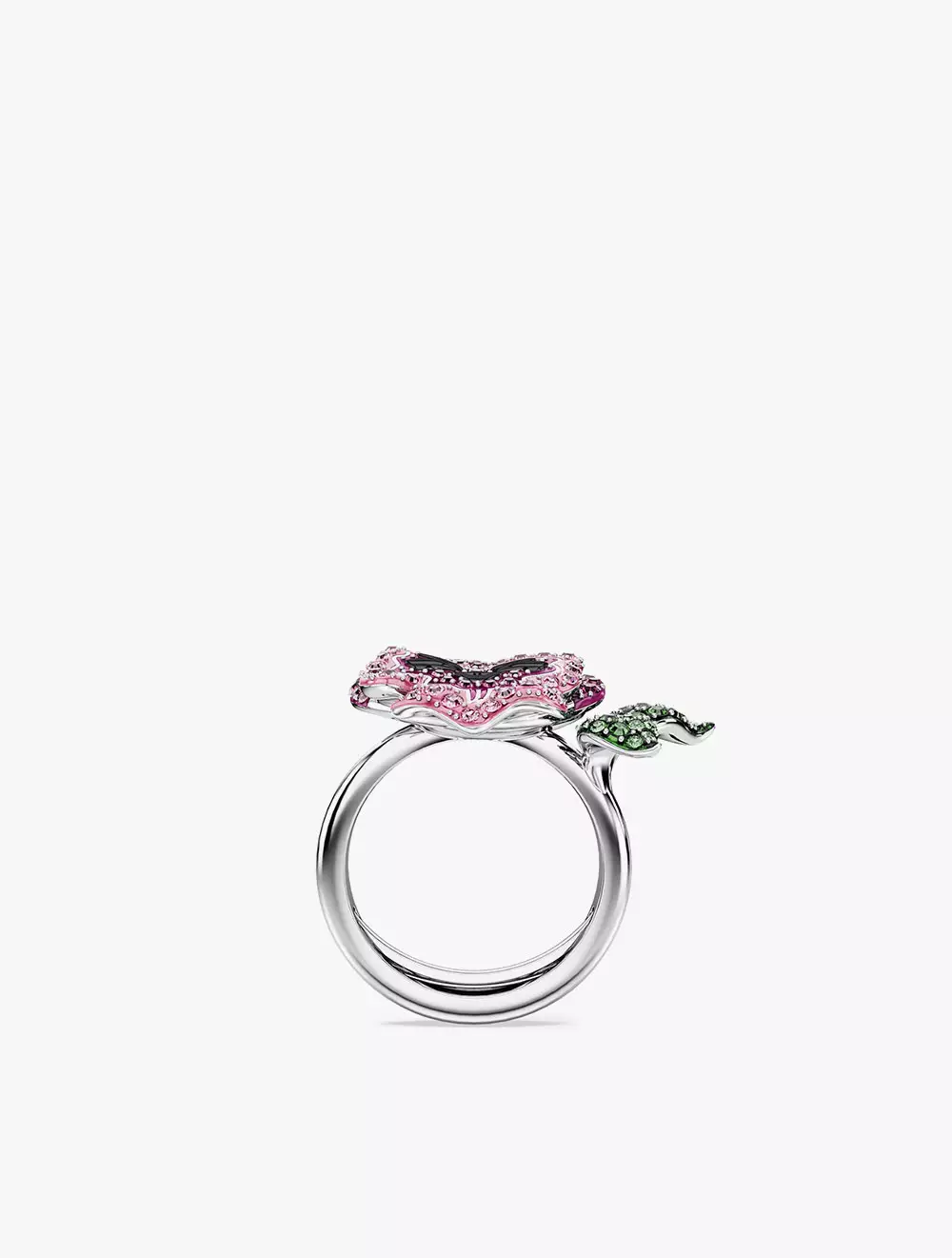 Alice In Wonderland Cocktail Ring, Flower, Multicolored, Rhodium Plated - 50-55 - Multi