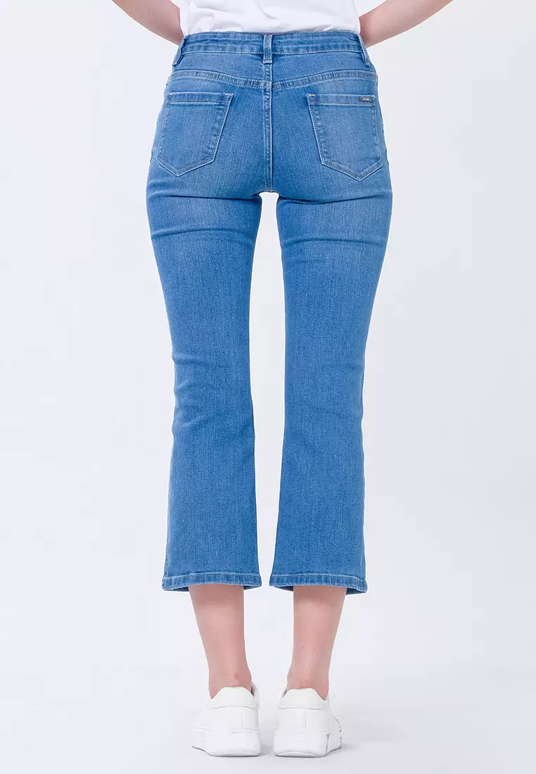 C2 Veksha Light Blue Mini Flare Jeans Wanita