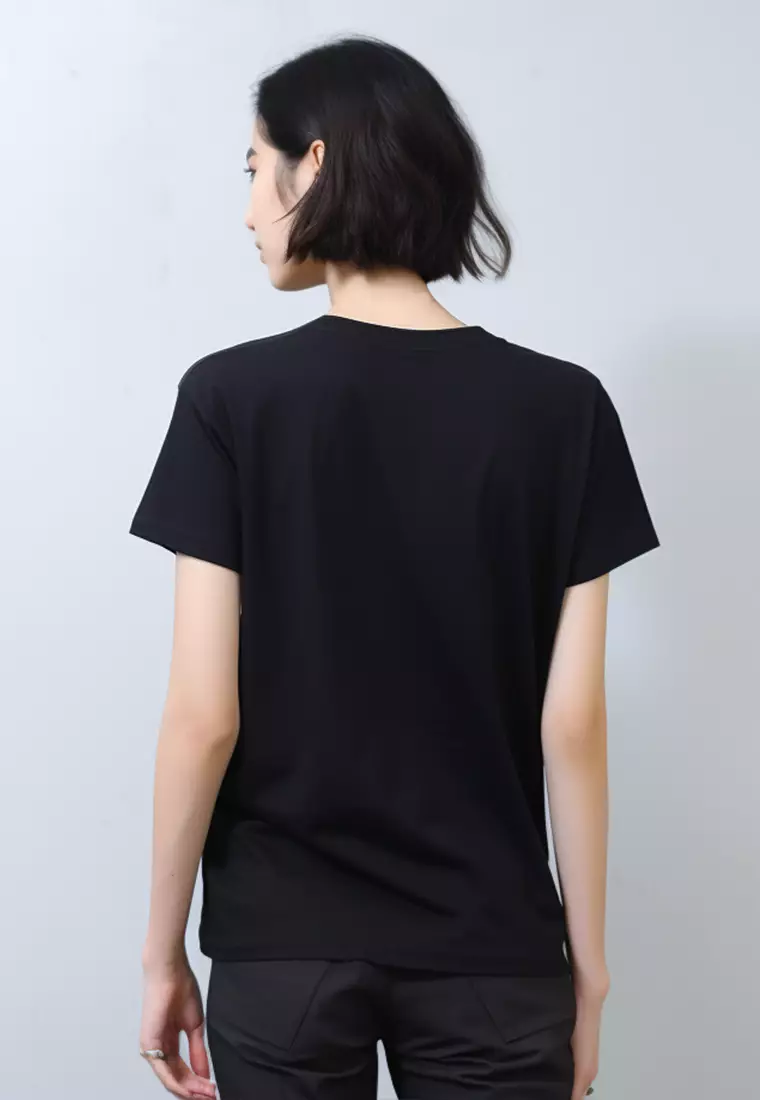 LTG66 Kaos Gambar Kucing Tangan Pendek Wanita Instacool "cat quote" hitam