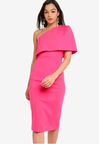 Jual Lavish Alice One Shoulder Cape Midi Dress Original Zalora Indonesia