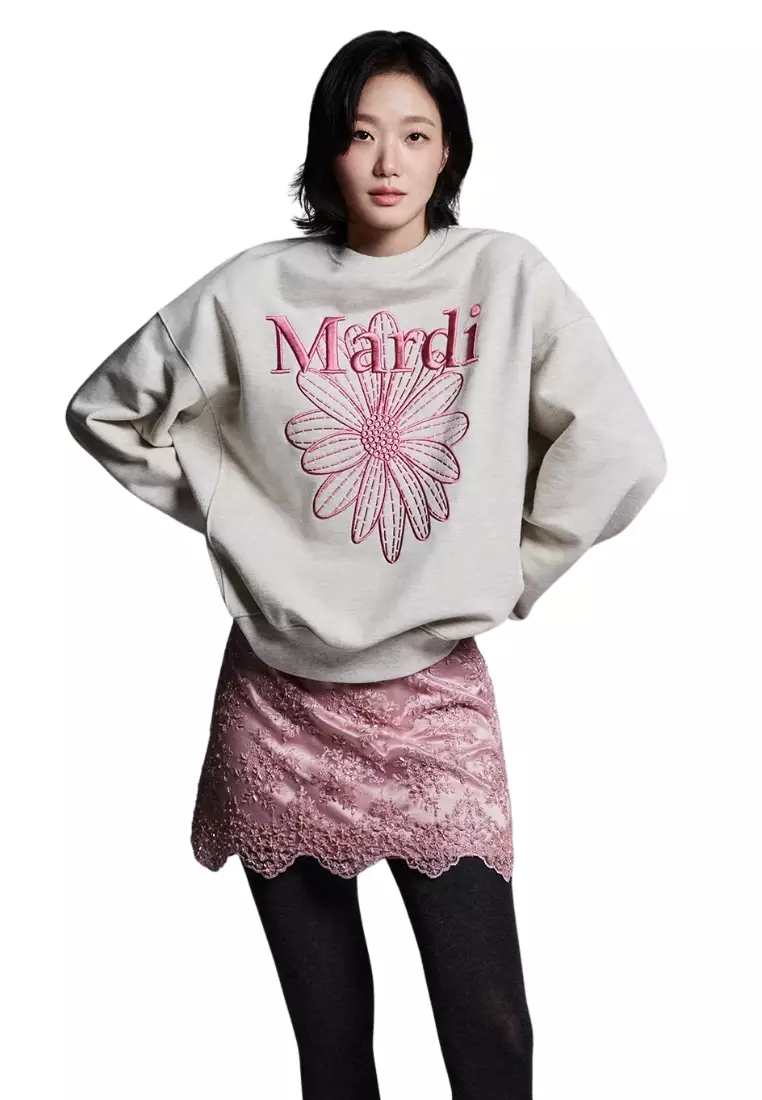 Sweatshirt Flowermardi Needlework - Oatmeal Pink
