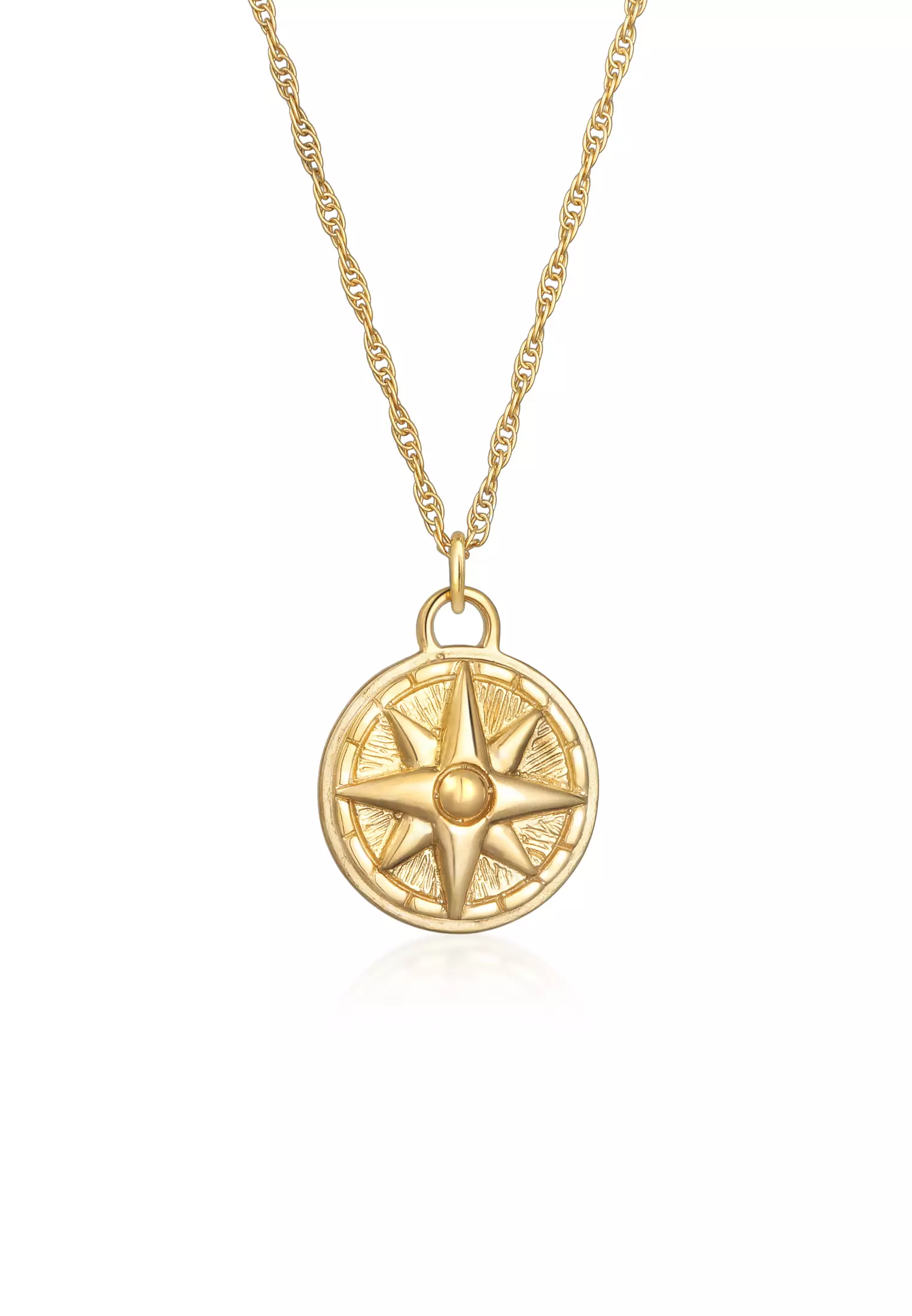 Necklace Compass Pendant Windrose Gold Plated
