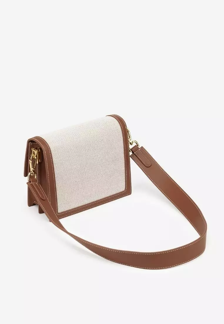 JW Pei Mini Flap Bag Beige Canvas
