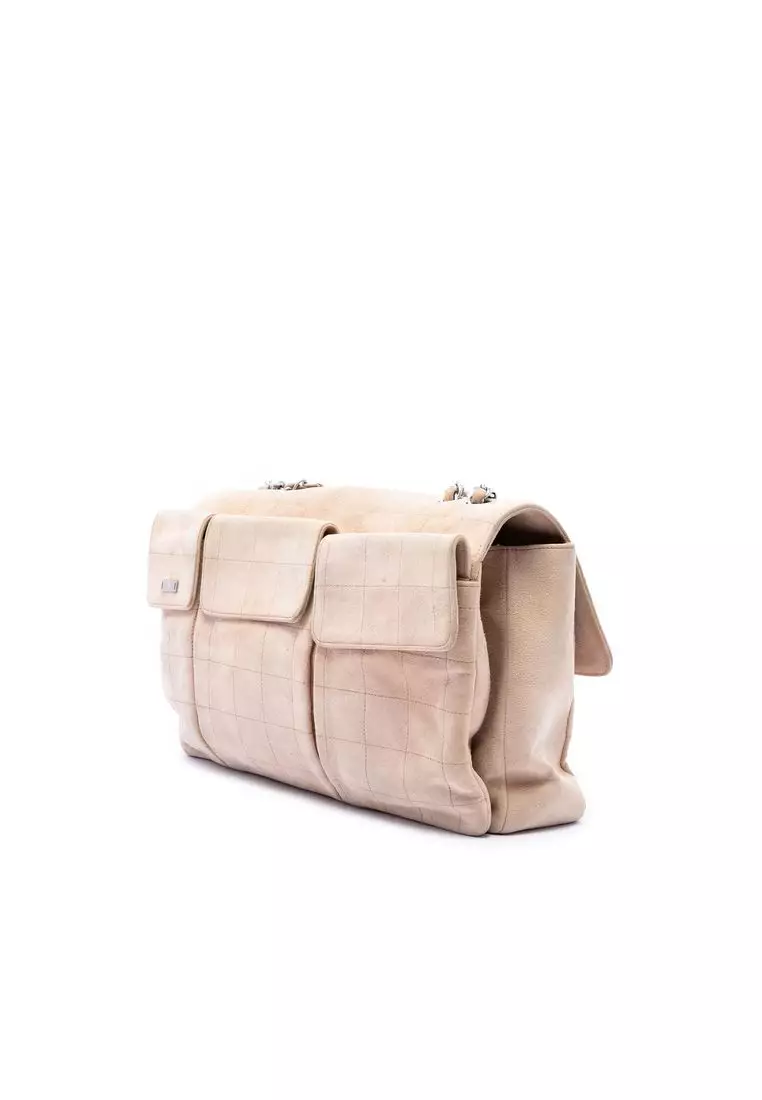Pre-Loved Chanel Choco Bar Suede Mademoiselle Turnlock Flap