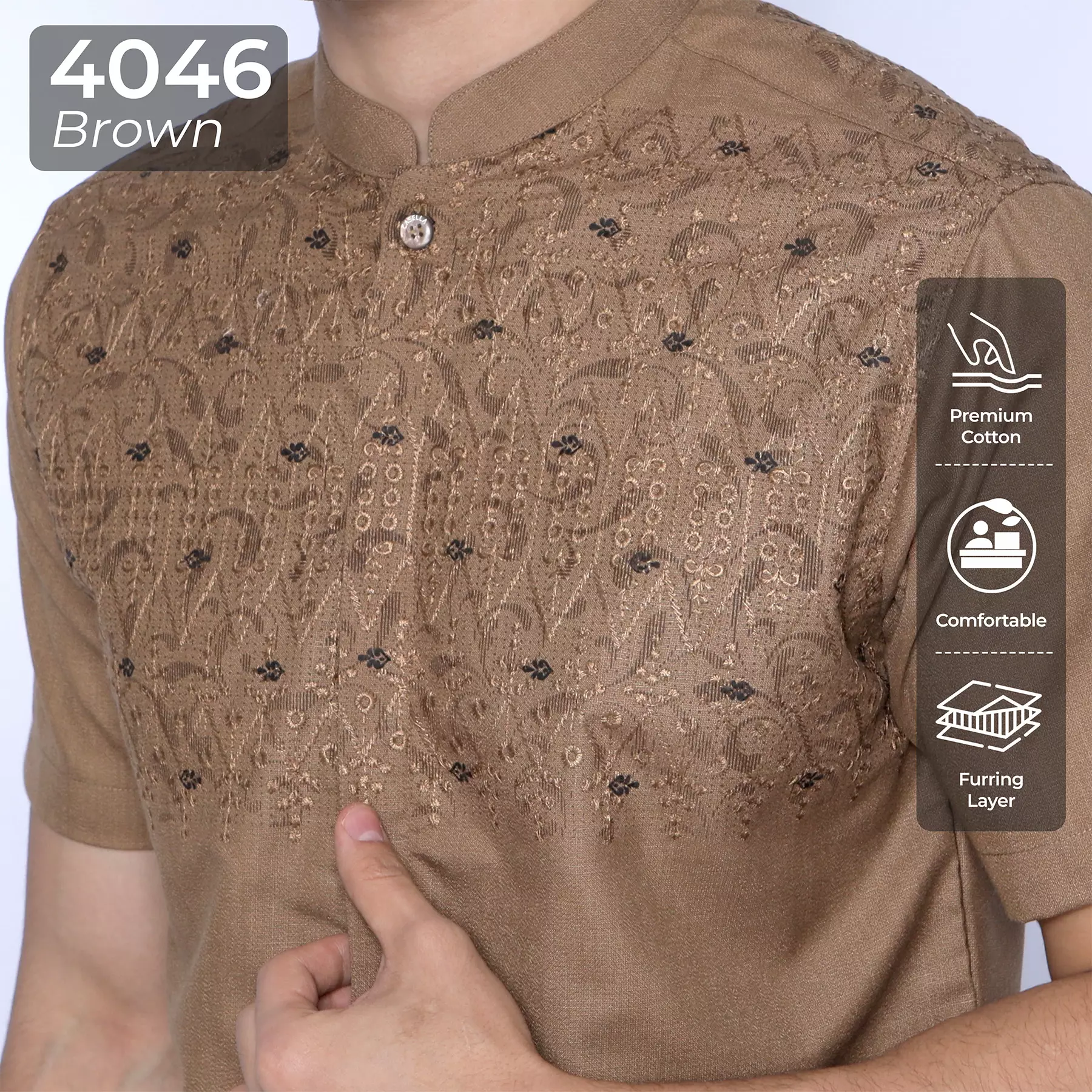 Casella Baju Koko Pria Lengan Panjang Premium Edisi Koko Sultan 4046 Brown