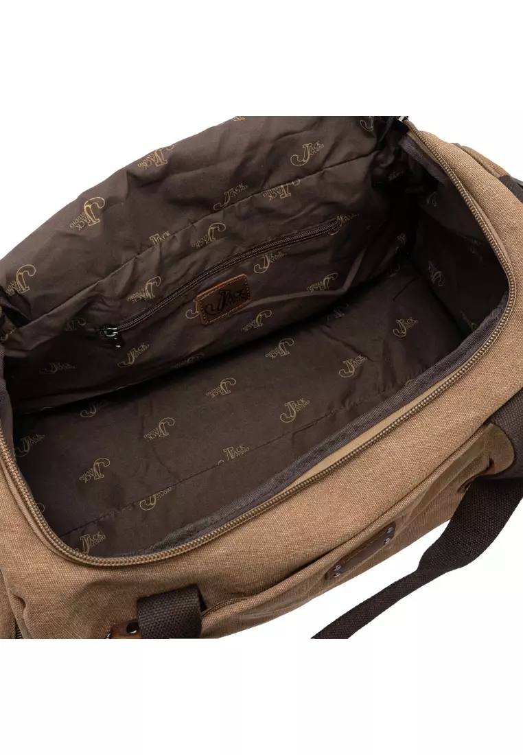 Jack Studio Canvas Leather Business Travel Duffel Bag BAD 21229