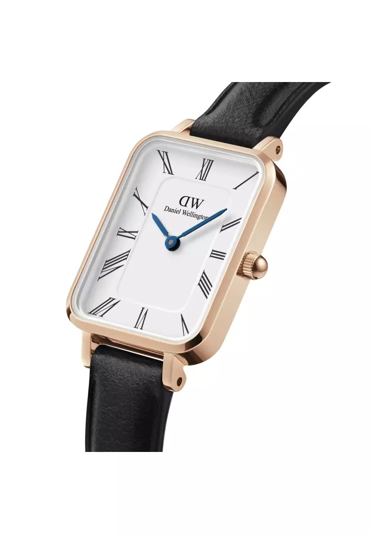 Quadro Roman numerals 20x26mm Sheffield Rose Gold White Dial - Fashion Watch for women - Stainless Steel Leather Strap Watch - Female Watch - DW Official - Authentic