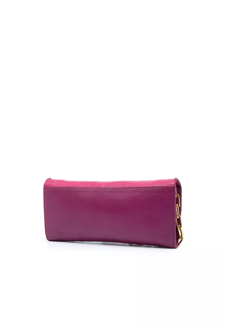 Pre-Loved Miu Miu Bicolor Goatskin Madras Wallet On Chain