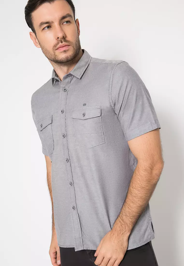 LGS - Kemeja Casual Pria - Regular Fit - Abu - Dua Kantong - Polos CSH.271.S1078.166.C