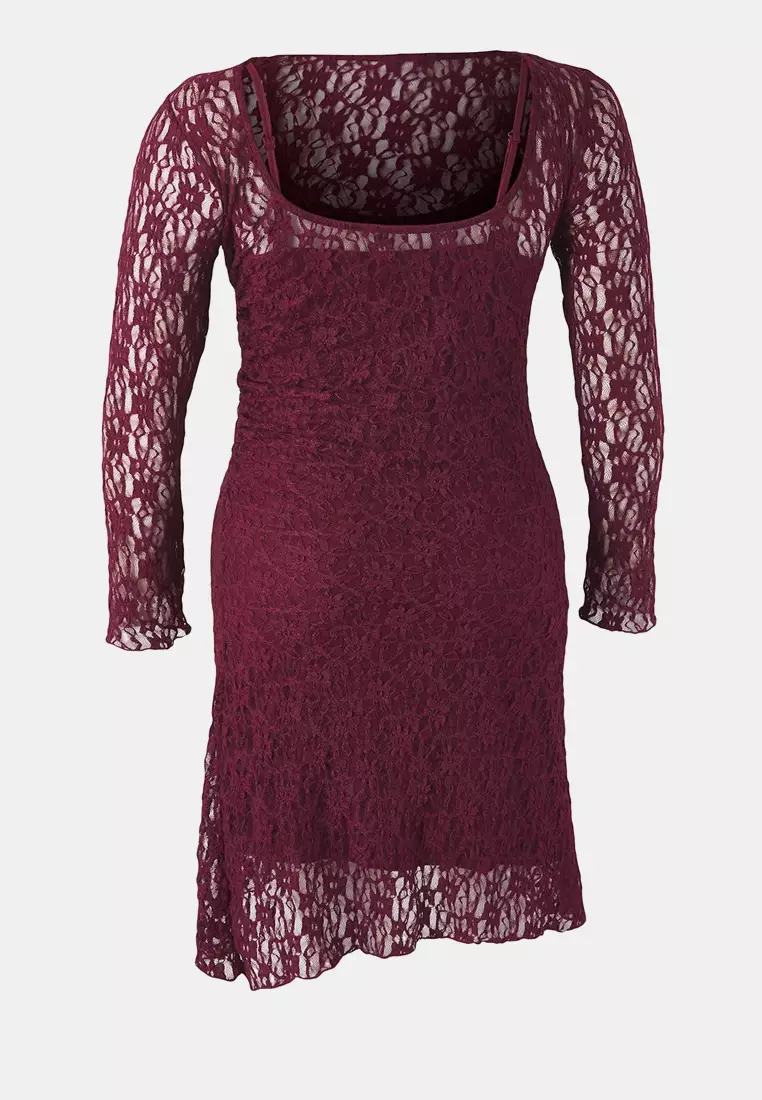 Lace Knitted Mini Plus Size Dress
