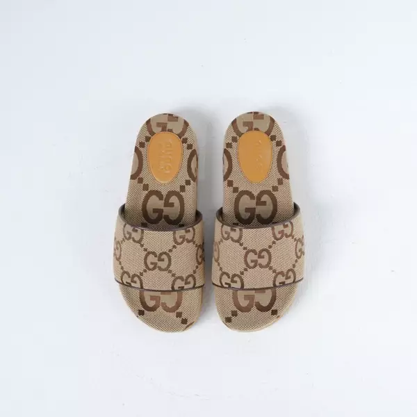 Sandal GUCCI GG MAXI JUMBO MONOGRAM BEIGE SLIDE 100% ORIGINAL