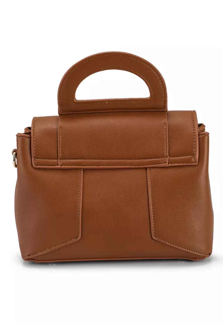 Faux Leather Convertible Satchel Bag
