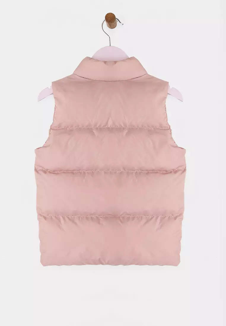 Pink Girl's Straight Stand Collar Regular Long Sleeve Vest Tkdaw26Ye00000