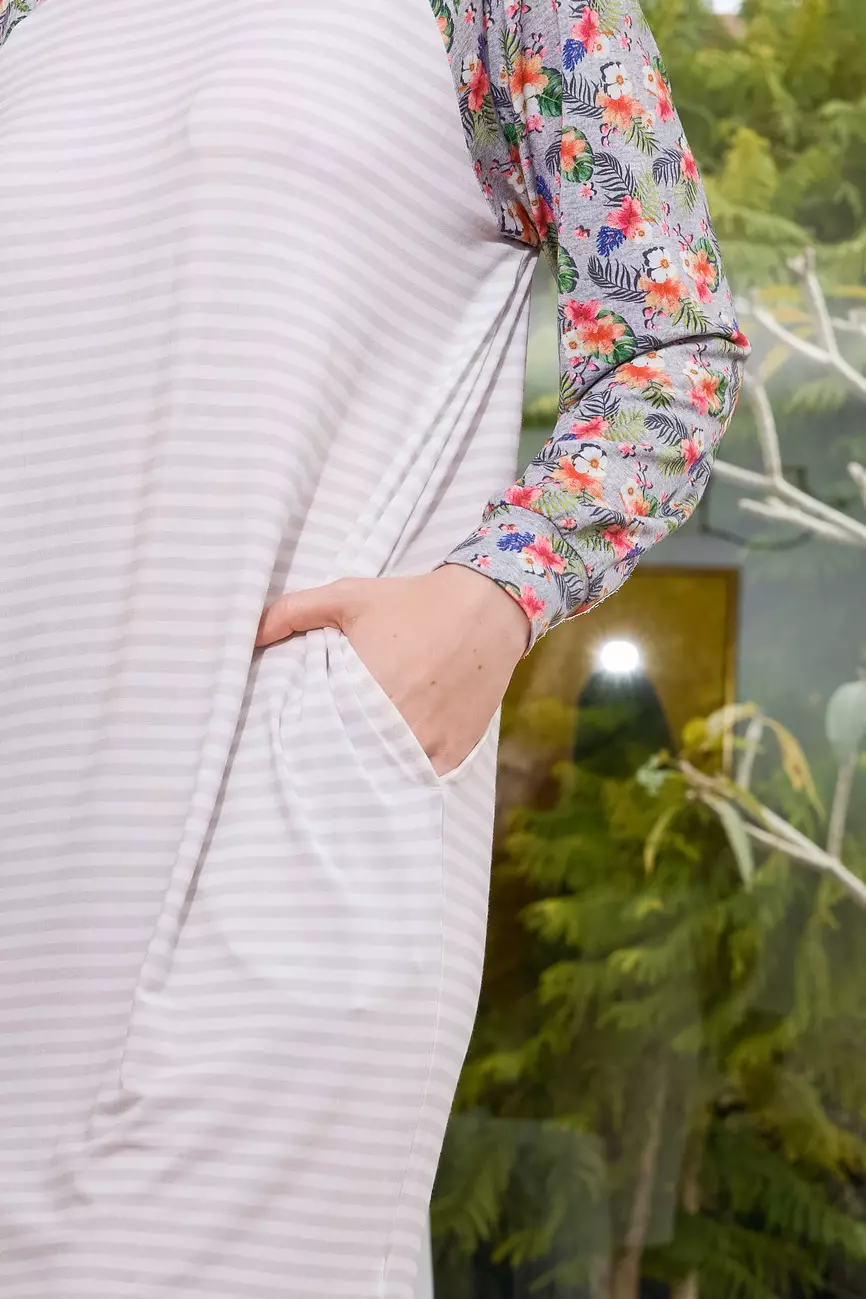 Raglan Sleeve Comfy Modal  Tencel Nightgown - Stripes