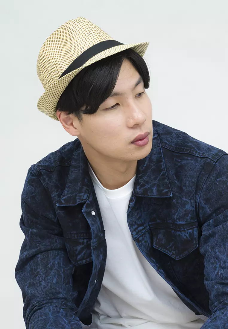 Topi fedora cowboy hat fedora ratan brown dot houseofcuff