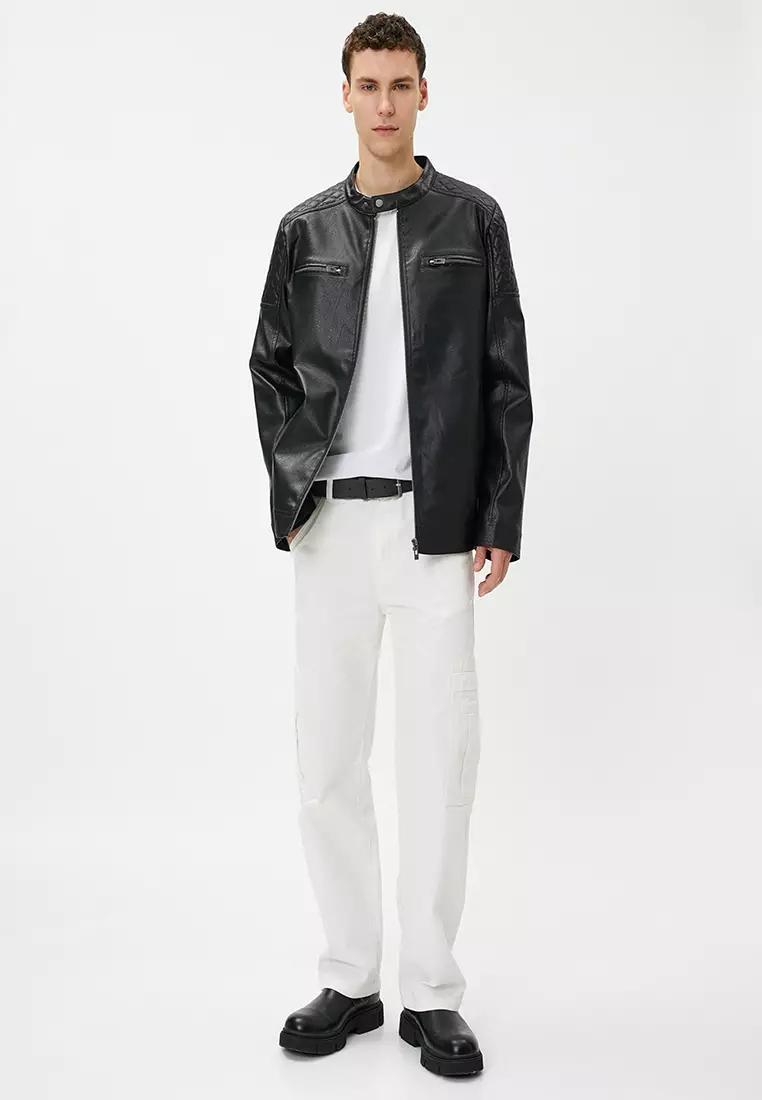 Leather-Look Biker Jacket