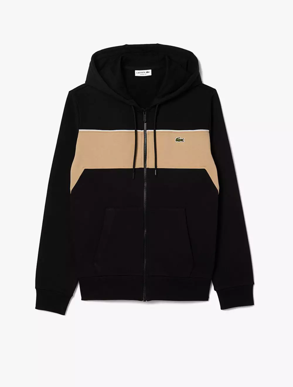 Zip-Up Colourblock Hoodie - BLACK