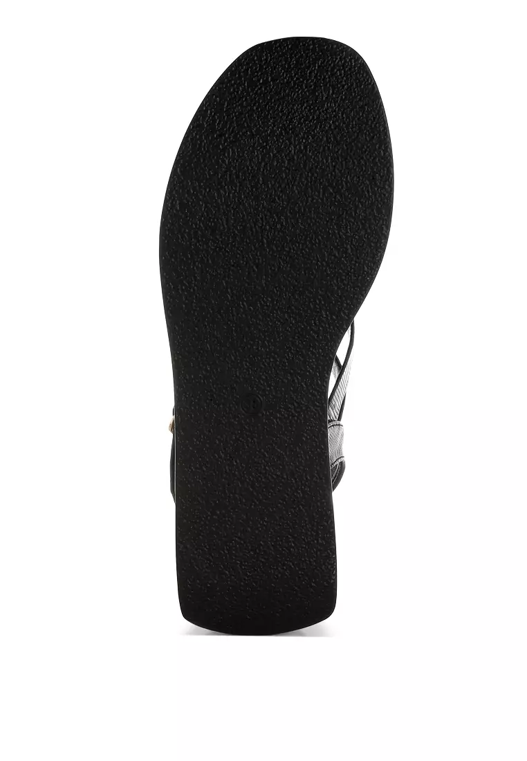 Chunky Flatform Sandals In Black