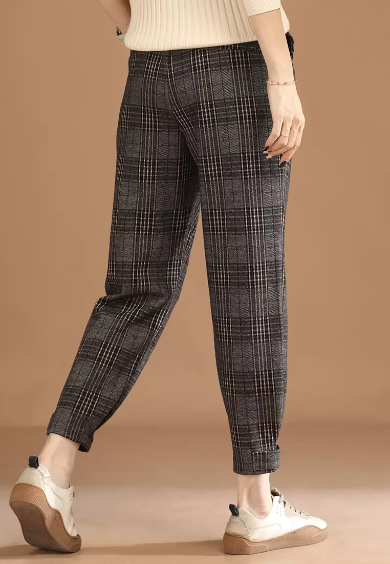 Buy A IN GIRLS Retro Check Trousers With Elastic Waist 2023 Online