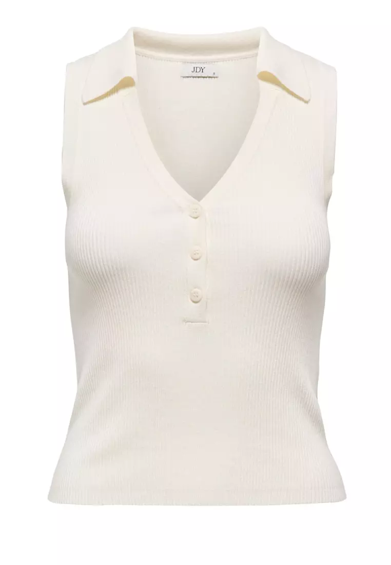 Sleeveless Knit Collar Top