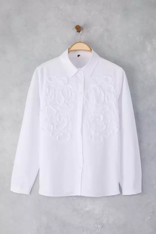 White Textured Oversize Shirt