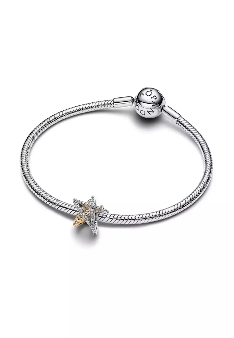 Pandora 14K Gold-Plated Sparkling Crossover Star Charm