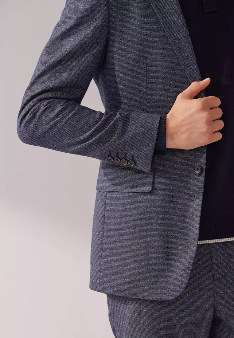 Midnight Blue textured Tailored Suit