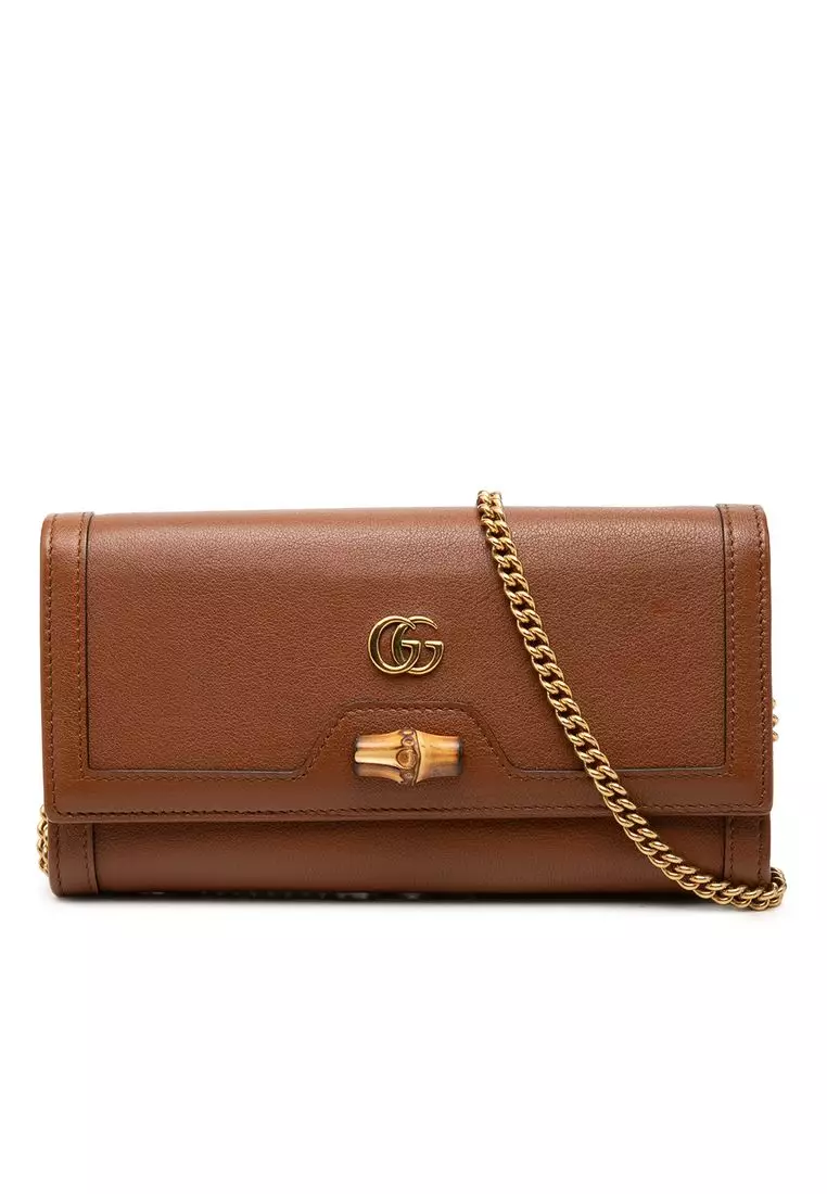 Buy Gucci Pre-Loved Gucci Calfskin Bamboo Diana Wallet On Chain