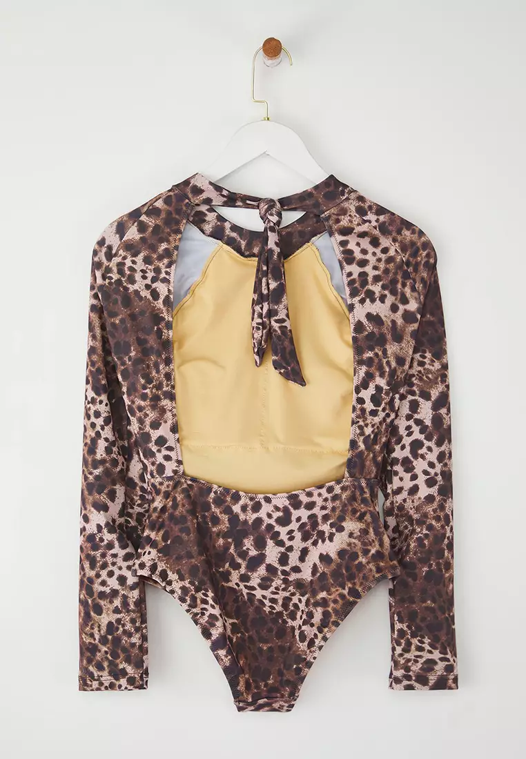 Leopard Pattern Surfer Backless Regular Swimsuit TBESS25MA00049