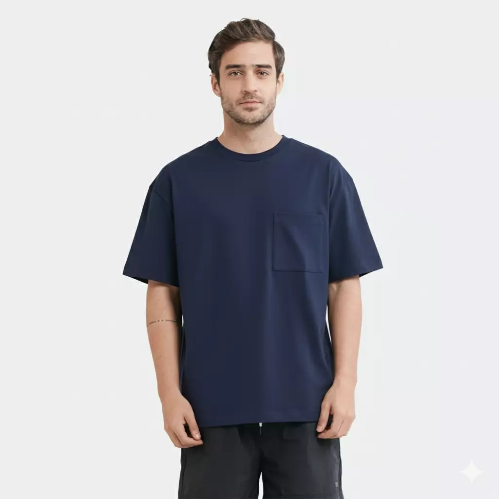 CELCIUS Kaos Pocket Oversize Lengan Pendek LIN001638C Navy