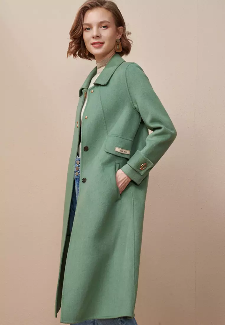 Temperament Lapel Mid-Length Woolen Coat