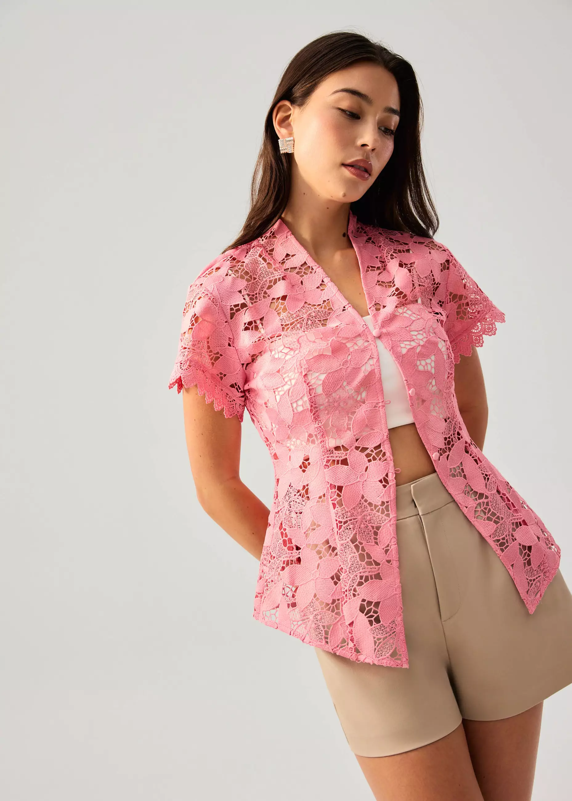 Atasan Wanita - Floral Lace Kebaya Top