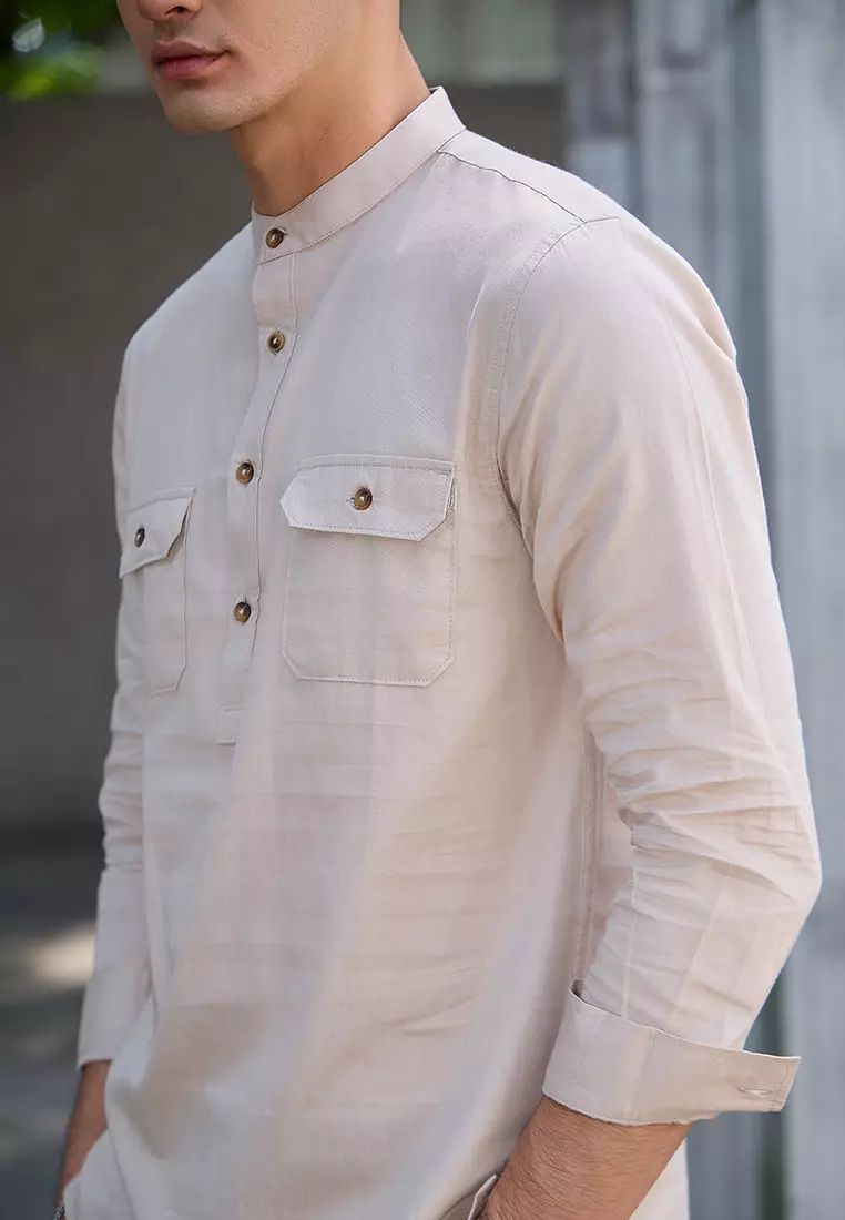 Kemeja koko Collarless shirt OXCON GHAISAN Khakis