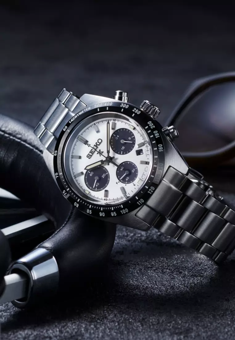Seiko Prospex Speedtimer 1969 Re-Creation White Dial Stainless Steel Band Chronograph Solar Watch SSC813P1