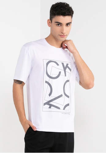 ck Calvin Klein white Initial Logo Print Tee 5CD8DAA33B9B20GS_1